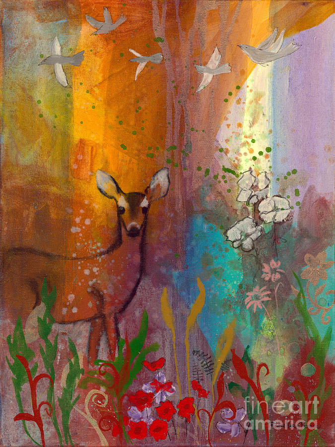 Sun Deer Painting by Robin Pedrero