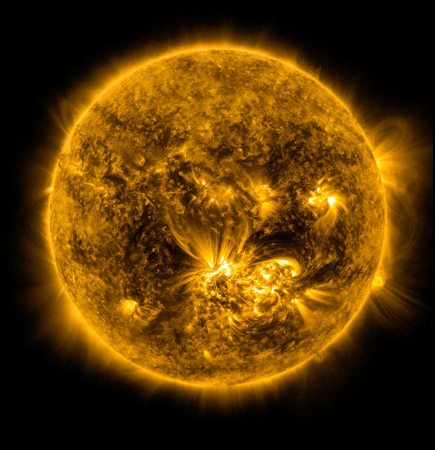 Space Photograph - Sun Flares on the Sun by World Art Prints And Designs