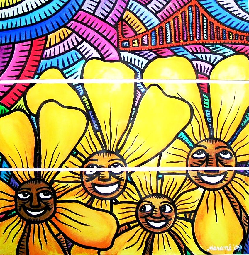 Sun Flowers and Friends SF 1 Painting by Marconi Calindas