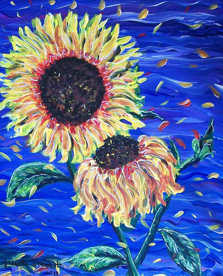 Sun Flowers and Wind Painting by Jeanette Stewart | Fine Art America