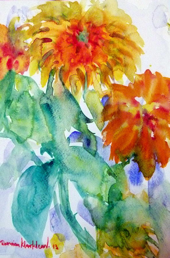 Sun flowers Painting by Wanvisa Klawklean