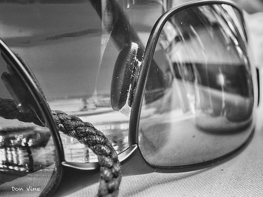 Sun Glasses and Iced Tea  bw Photograph by Don Vine