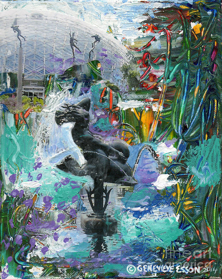 Sun Glitter Mermaid Rides A Dolphin Painting by Genevieve Esson