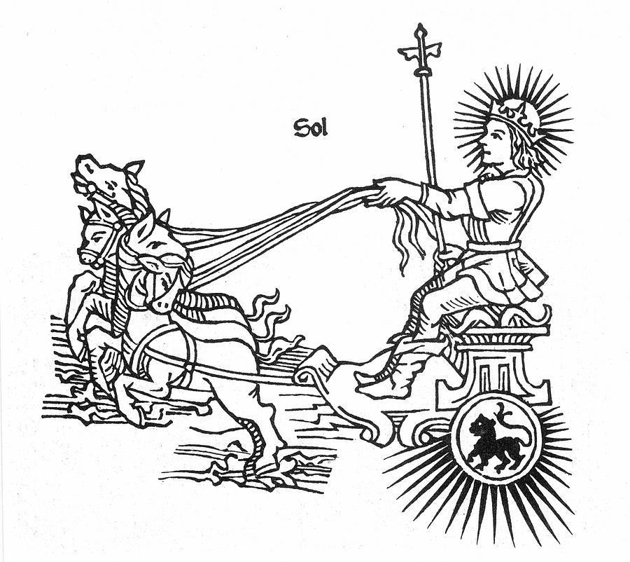 Sun God Helios, Or Sol Drawing by Granger