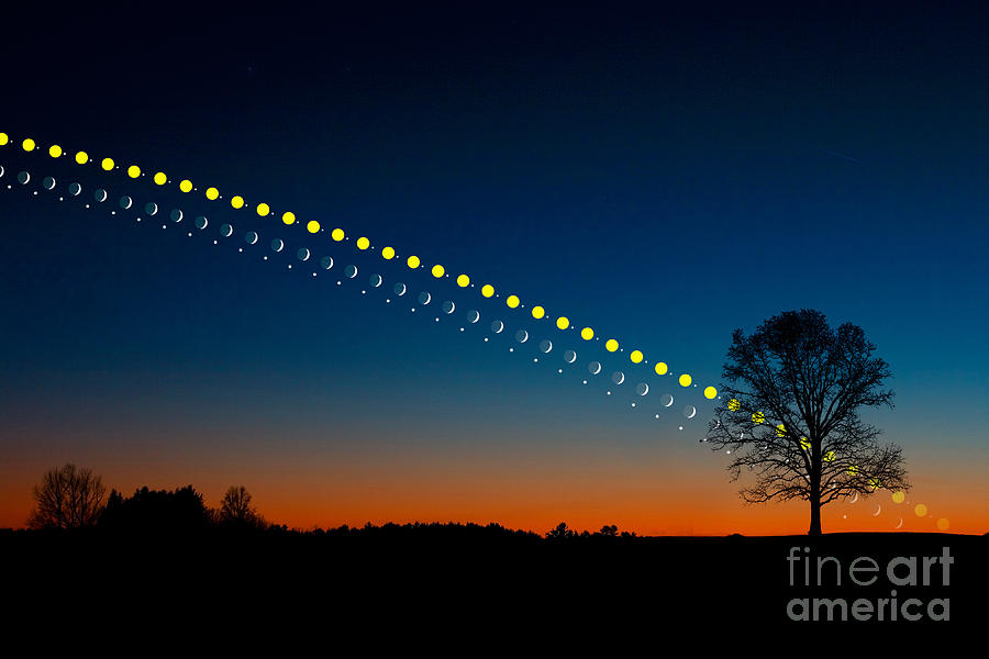 Planet Photograph - Sun, Jupiter, Moon, And Venus Setting by Larry Landolfi