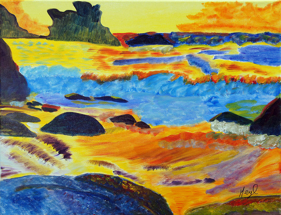Sun-kissed Seas Painting by Meryl Goudey