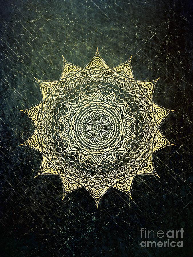 Abstract Digital Art - Sun Mandala - background variation by Klara Acel