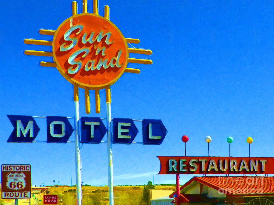 Sign Photograph - Sun n Sand Motel 20130307 v2 by Wingsdomain Art and Photography