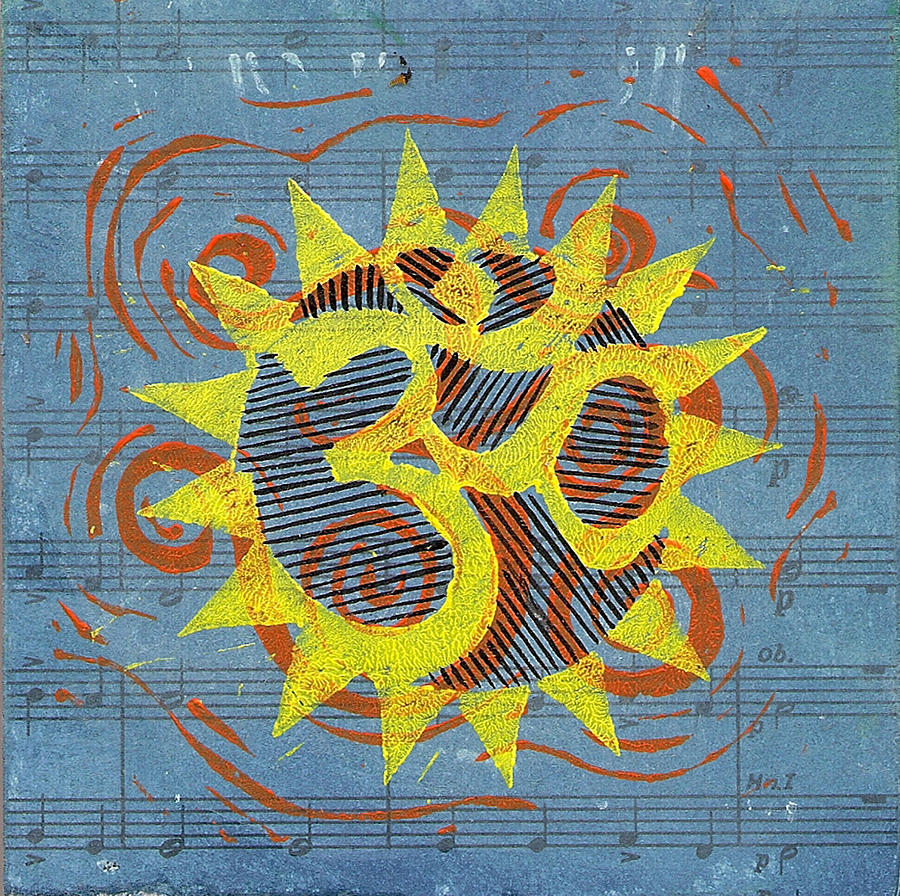 Sun Om Line Swirl Om Mixed Media by Jennifer Mazzucco