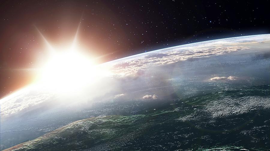 Sun Over Earth Photograph by Science Photo Library Sun Over Earth Photograph by Science Photo Library