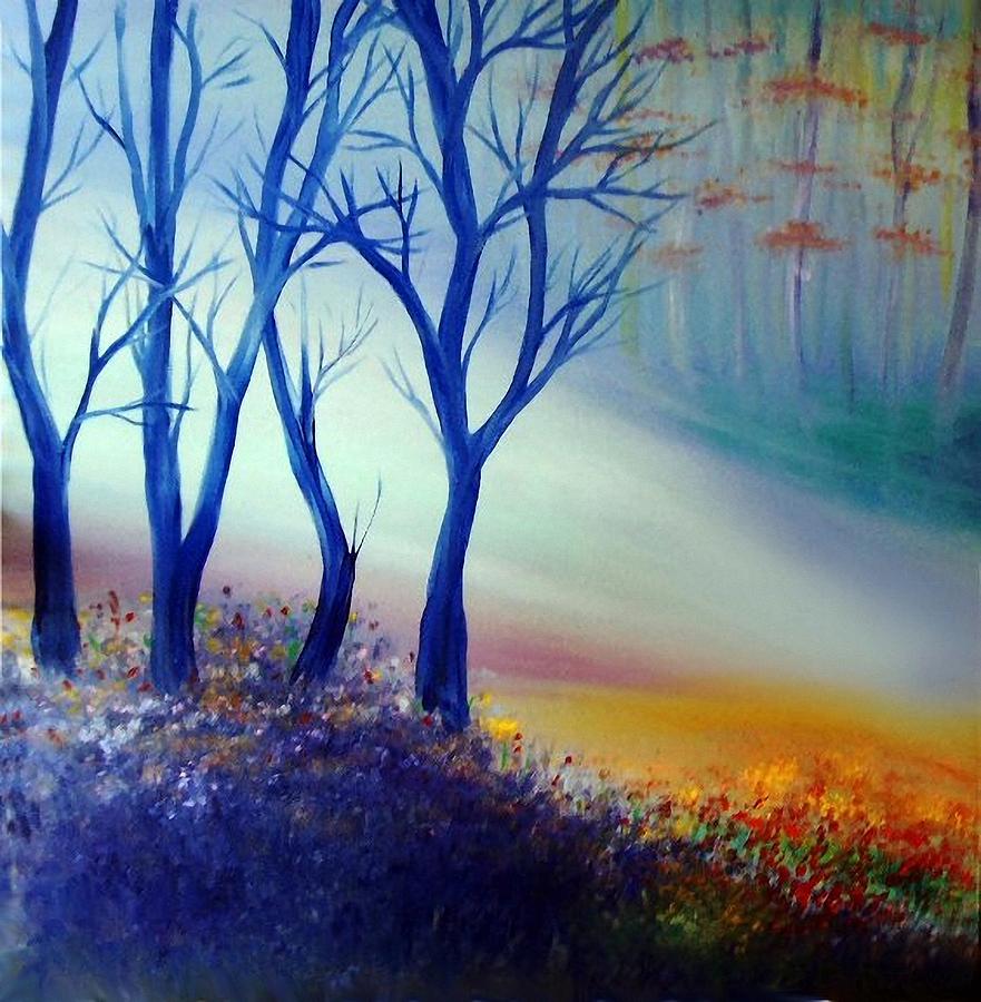 Sun ray in blue  Painting by Lilia S