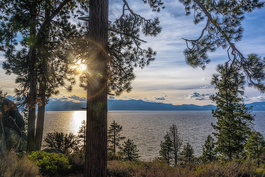 Mountain Photograph - Sun Rays at Lake Tahoe by Maria Coulson