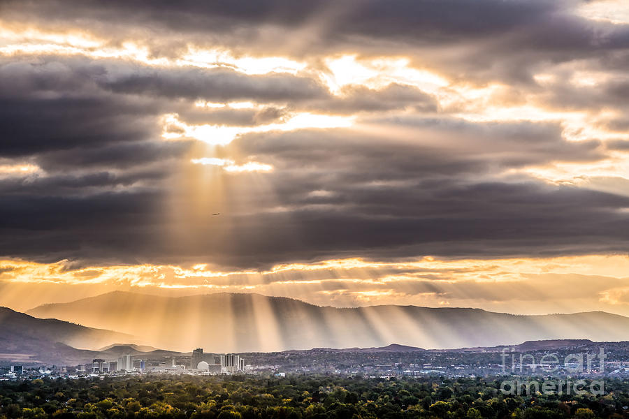 Sun Rays over Reno Photograph by Janis Knight