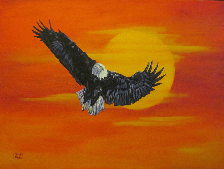 Eagle Painting - Sun Riser by Wendy Shoults