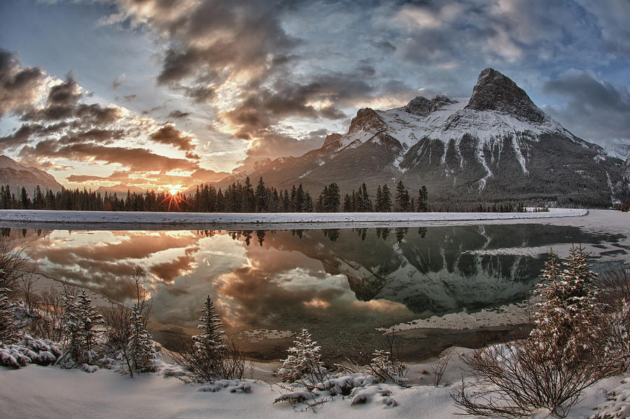 Sun Rises Above Mountain Lake, After Photograph by Ascentxmedia