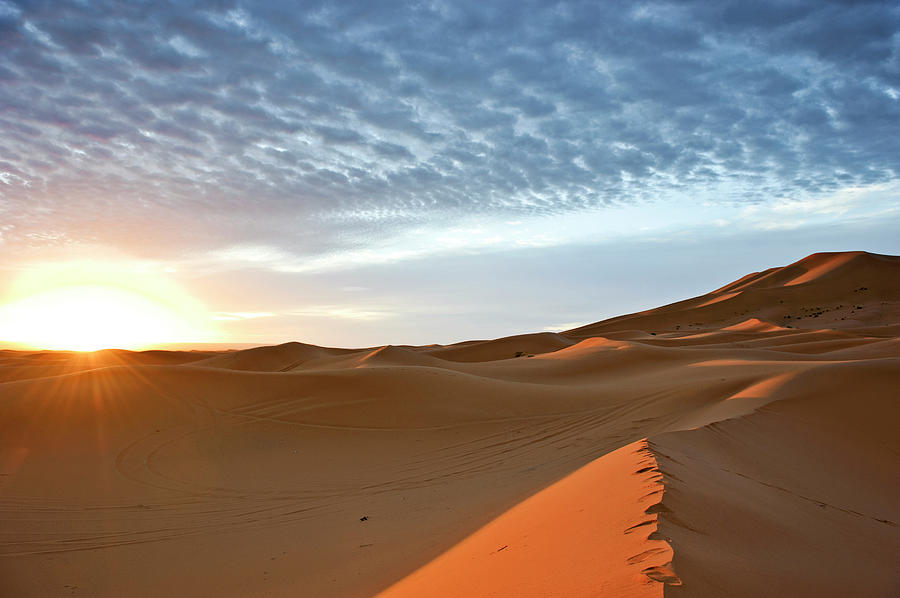 Sun Rising At The Sahara Desert, Morocco Photograph by Guillem Lopez