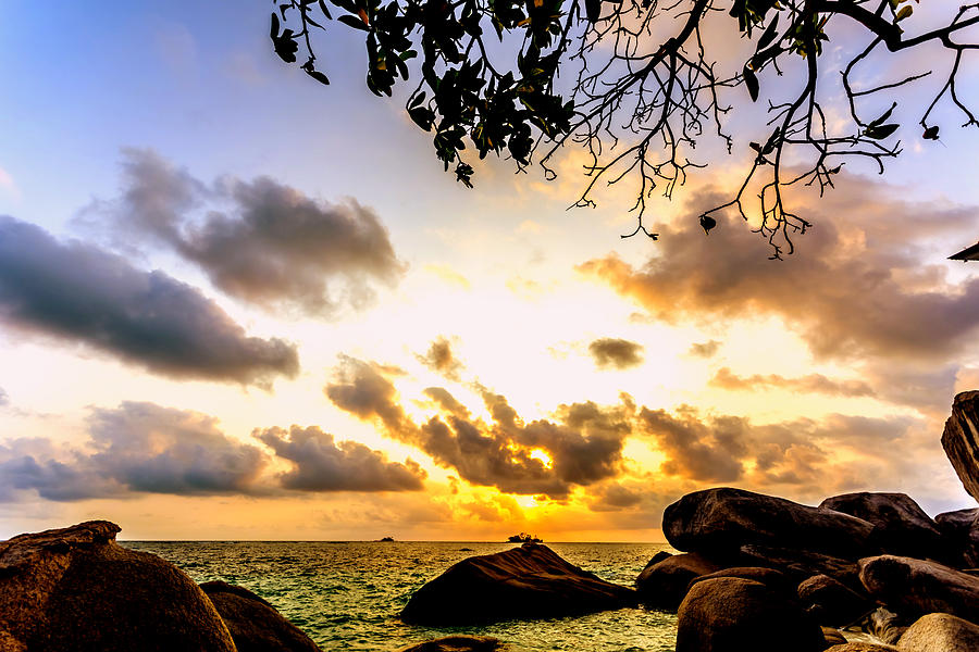 Nature Photograph - Sun Sand Sea and Rocks 2 by Jijo George