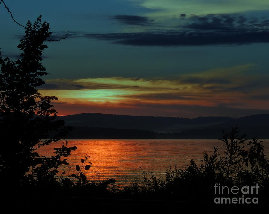 Sunset Photograph - Sun Sets on Winnisquam by Mim White
