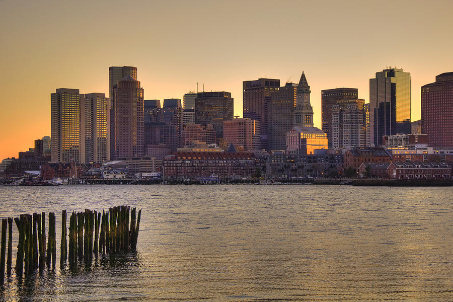 Boston Photograph - Sun sets over Boston by Joann Vitali
