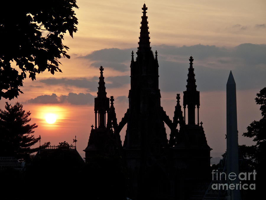 Sun Sets Over Green Wood Cemetery Photograph by Spencer Grant
