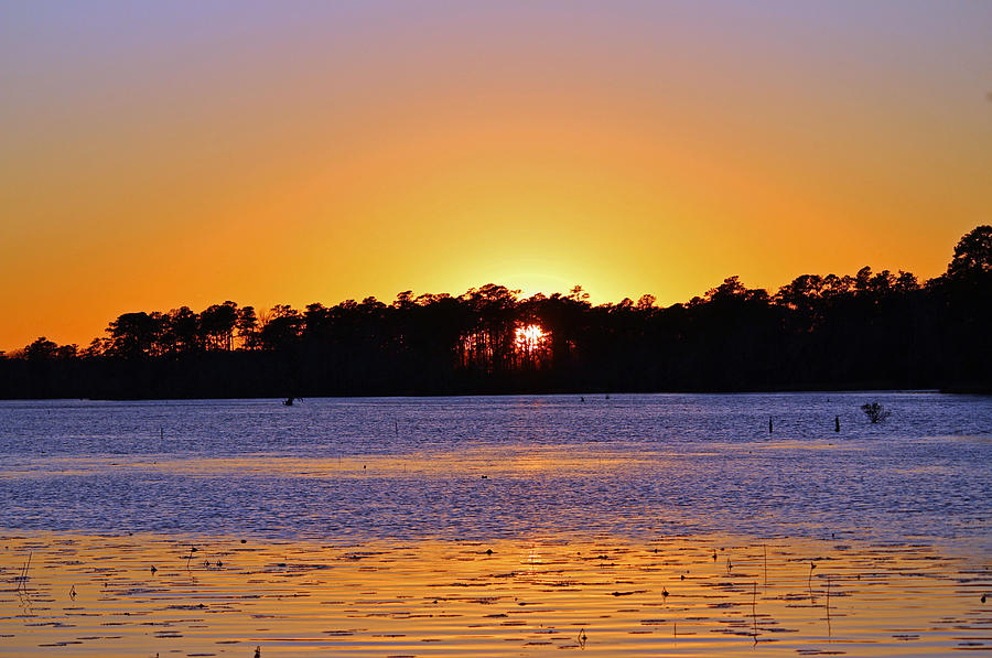 Sunset Photograph - Sun Setting At The River by Cynthia Guinn
