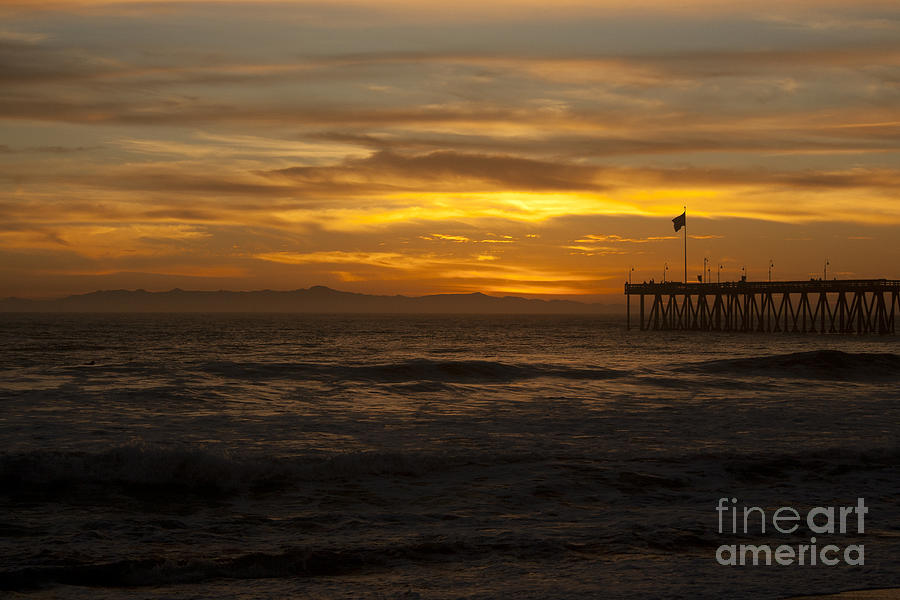 Sun Setting Behind Santa Cruz With Ventura Pier 01-10-2010 Photograph by Ian Donley