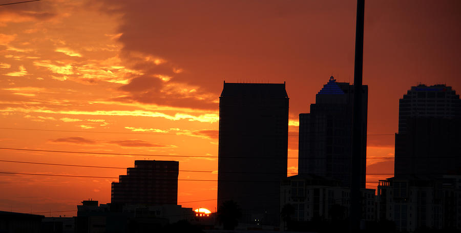Sun setting on Downtown Tampa Photograph by Chauncy Holmes