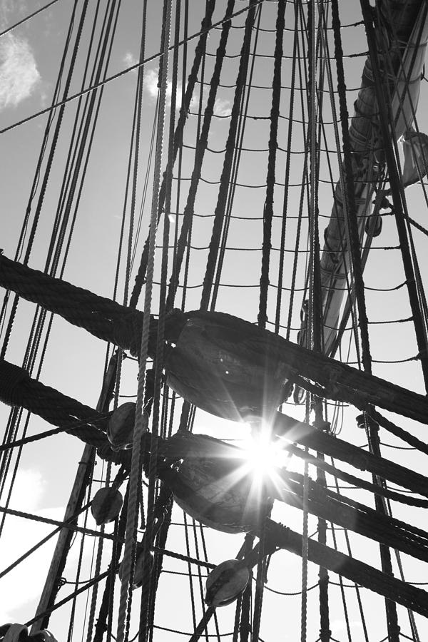 Sun shining though the rigging - monochrome Photograph by Ulrich Kunst And Bettina Scheidulin