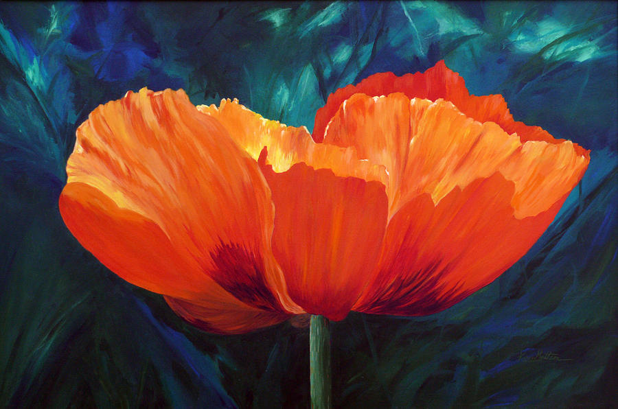 Poppy Painting - Sun Song by Karen Mattson