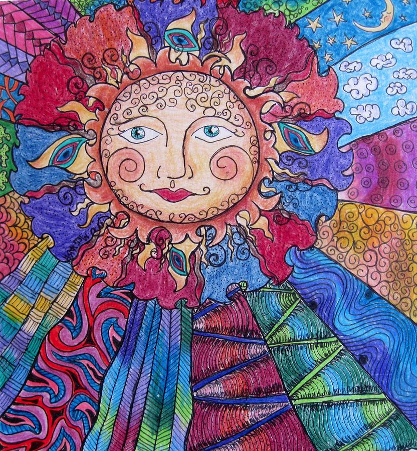 Sun Tangle 3 Drawing by Megan Walsh