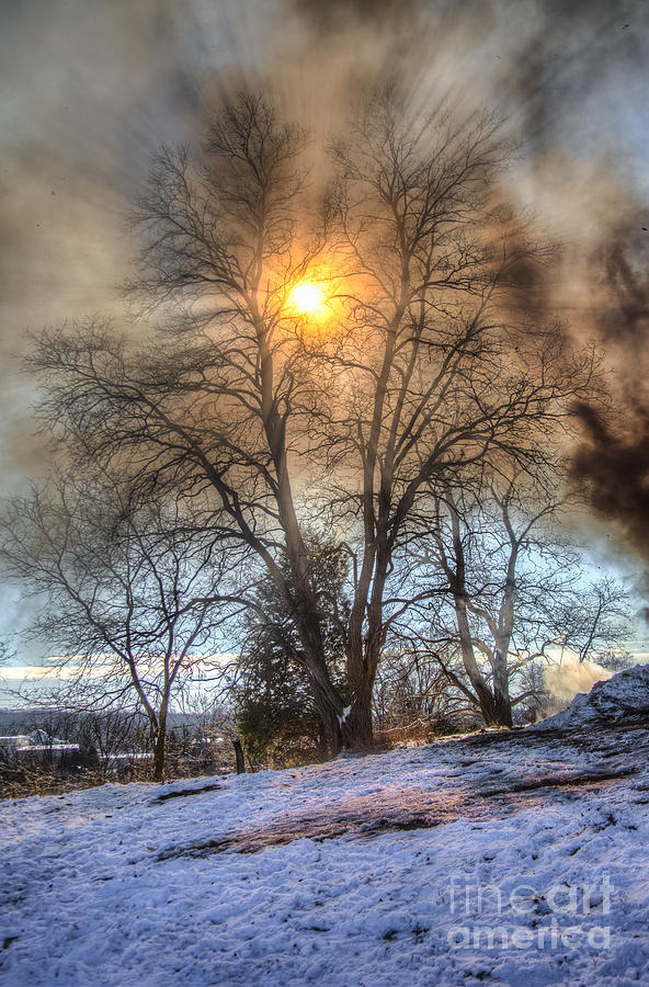 Sun thru Smoke Photograph by Andrew Slater