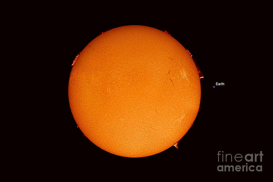 Sun With Earth For Size Comparison Photograph by John Chumack