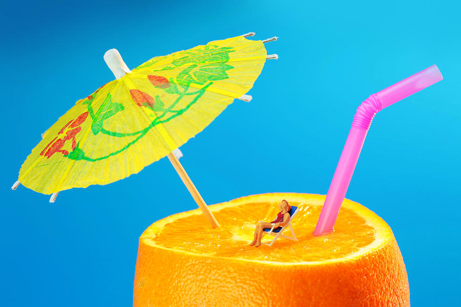 Sunbather On Orange miniature art Photograph by Paul Ge