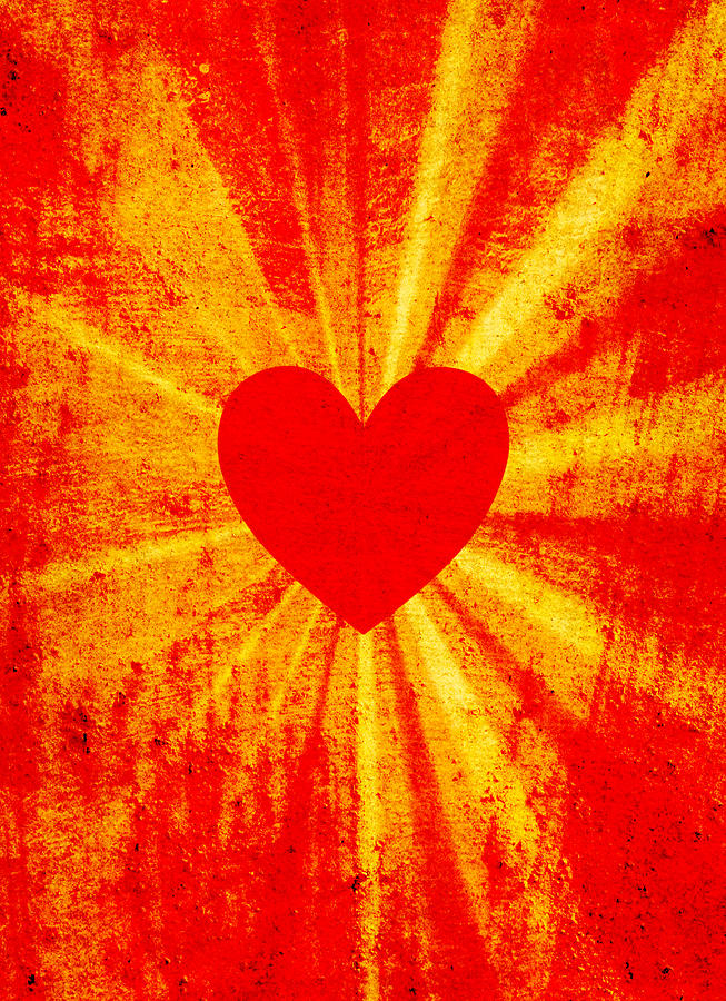 Sunburst heart Digital Art by Steve Ball