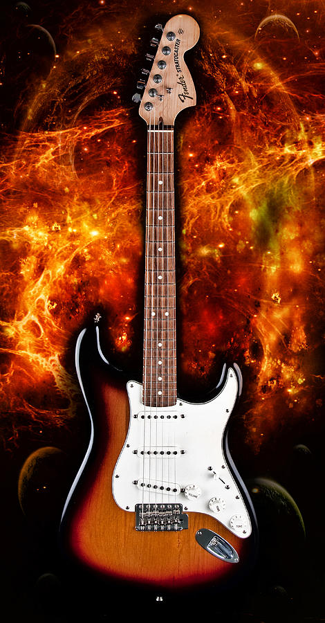Rock And Roll Digital Art - Sunburst Stratocaster by Peter Chilelli