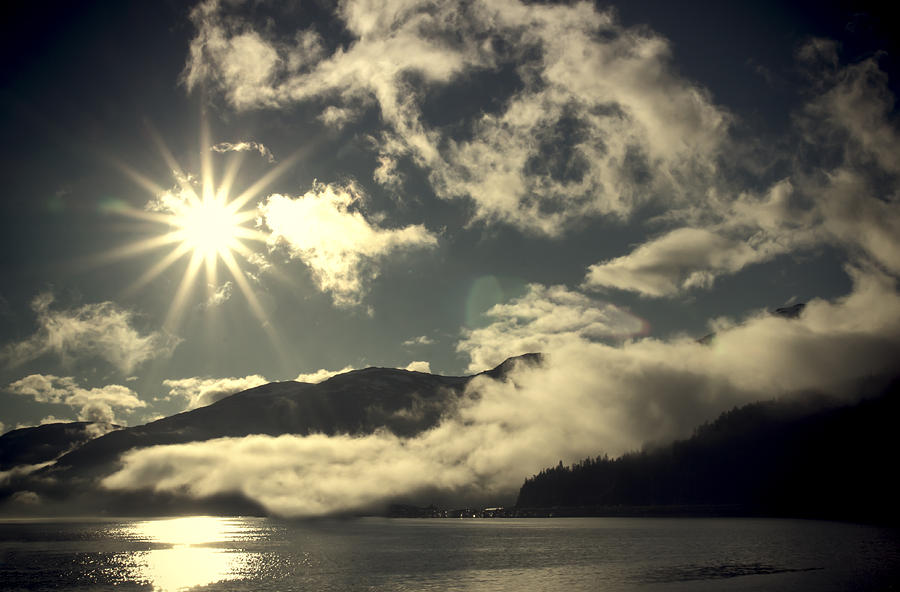 Sunburst with Fog Photograph by Michele Cornelius