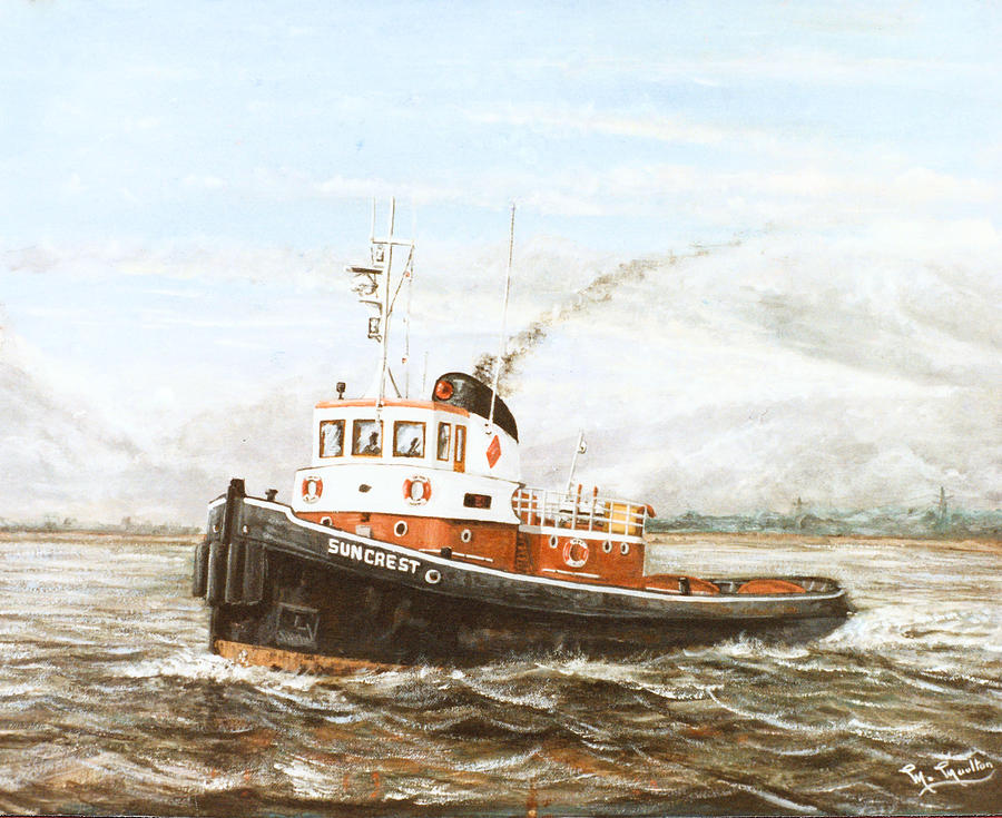 Suncrest a tug on the River Thames London Painting by Mackenzie Moulton