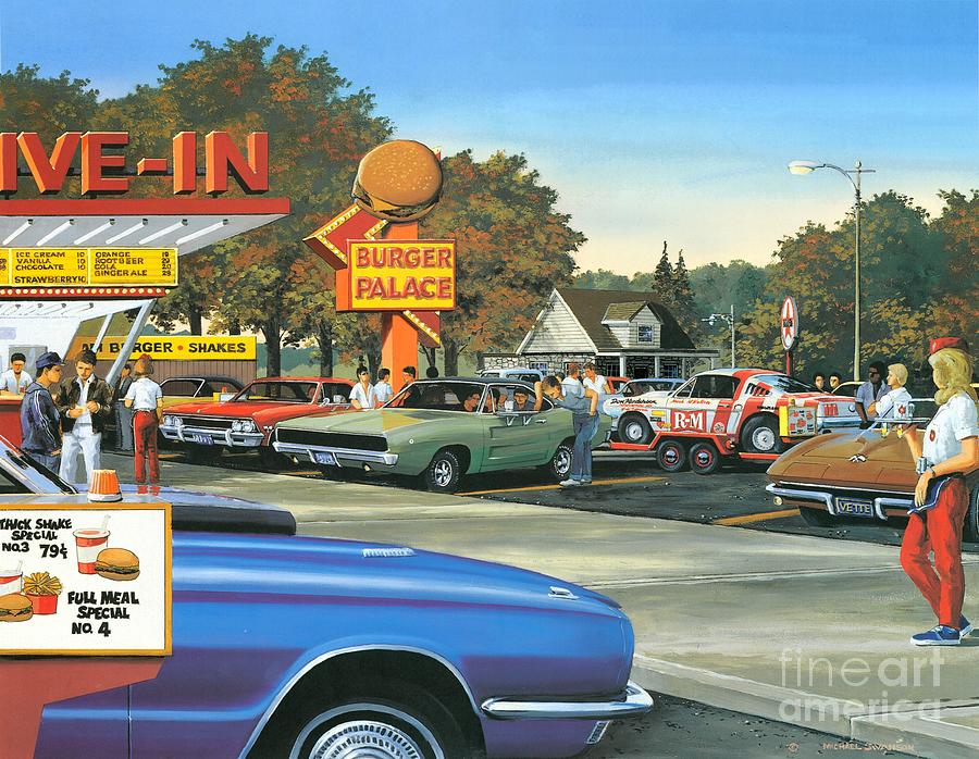 Drive In Painting - Sunday After The Races by Michael Swanson