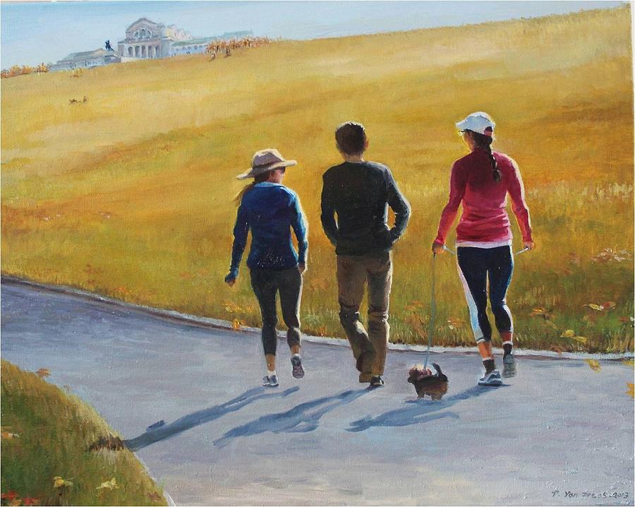 Sunday afternoon at Saint Louis Forest Park Painting by Ping Yan