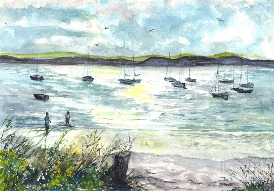 Beach Painting - Sunday Afternoon Sailing by Carol Wisniewski