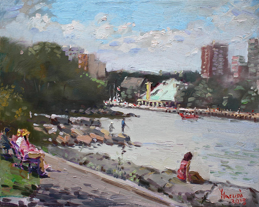 Boat Painting - Sunday at Port Credit Park Mississauga by Ylli Haruni
