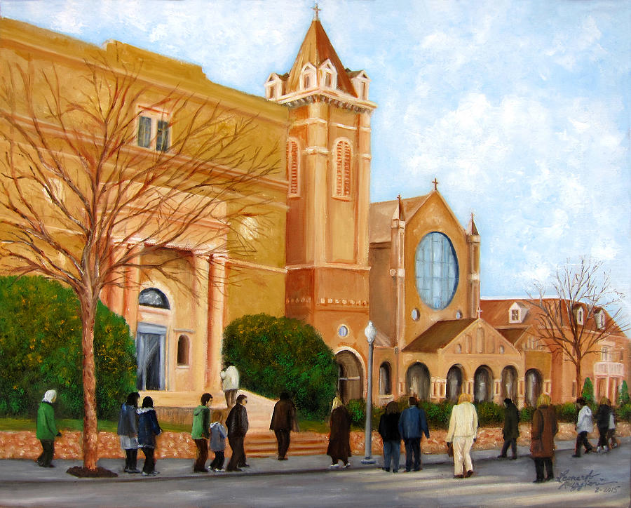 Sunday Mass at St. James RC Church Painting by Leonardo Ruggieri