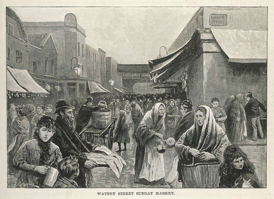 Sunday Morning Market In Watney Drawing by Mary Evans Picture Library ...