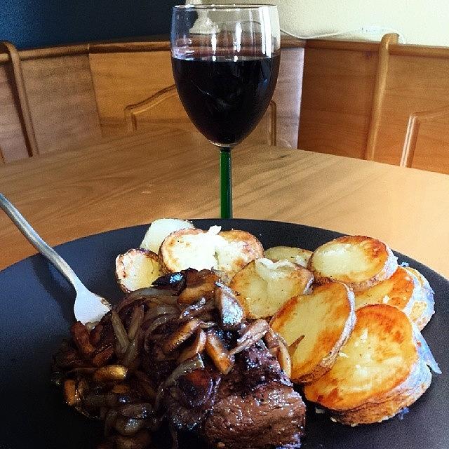 Boom Photograph - Sunday Night Steak, Potatoes And Wine! by Nick Peters