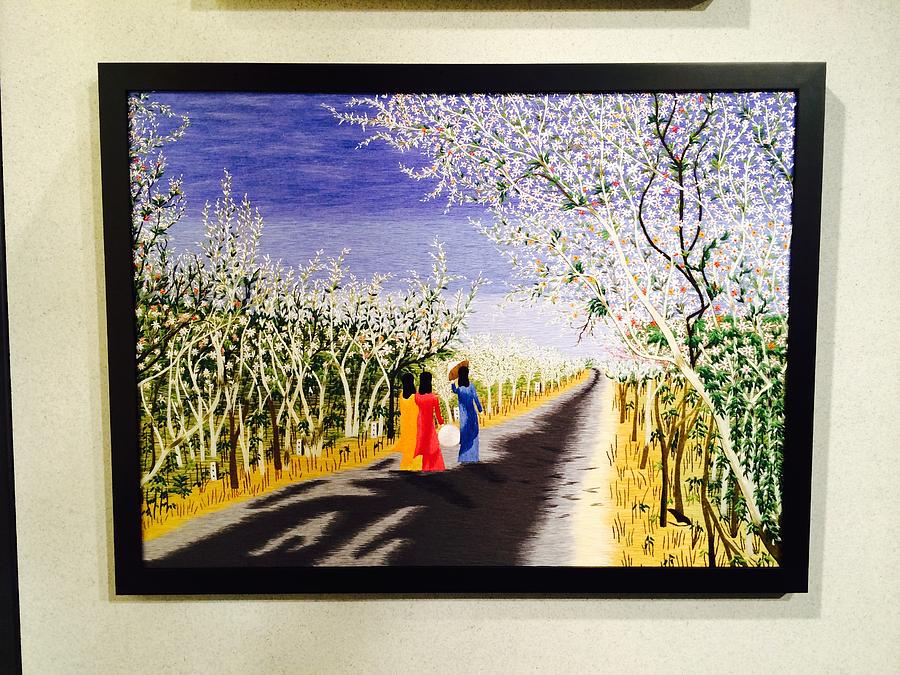 Embroidery Tapestry - Textile - Sunday walk by Paul Malnati