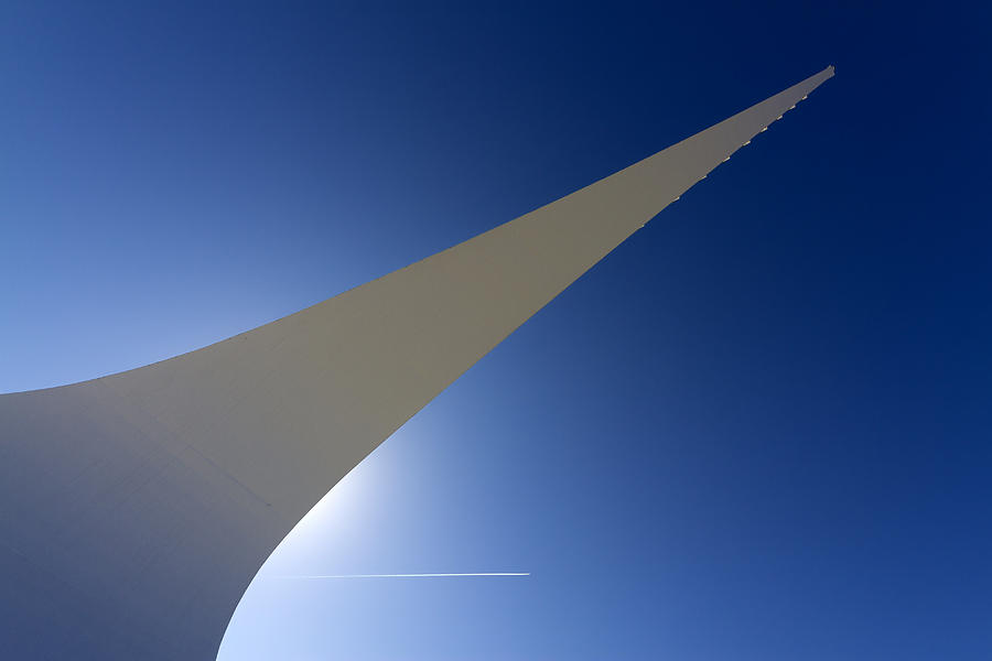 Sundial Bridge And Contrail Photograph by Robert Woodward