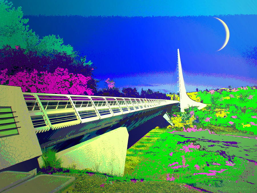 Sundial Bridge Redding  CA Digitally Painted Photograph by Joyce Dickens