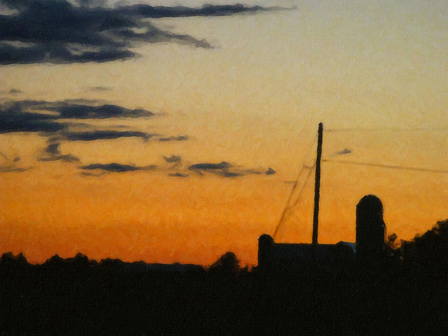 Sundown at the Farm - Digital Painting Effect Photograph by Rhonda Barrett