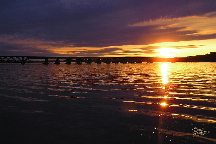 Sundown on Lake Wisconsin Pyrography by Doug Kreuger