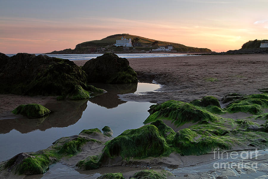 Sunset Photograph - Sundown on the Beach  at Bigbury on Sea in Devon by Louise Heusinkveld